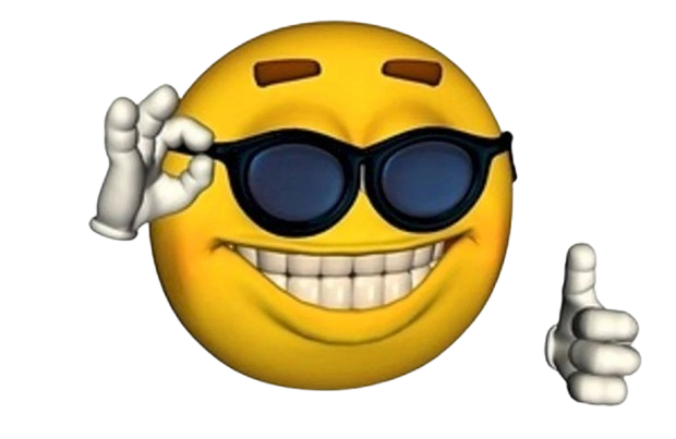Gözlüklü mutlu zafer emojisi